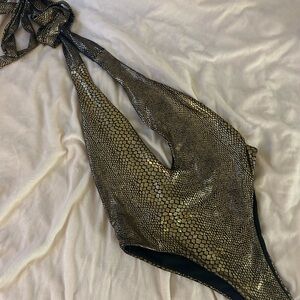 Gold snakeskin wrap bodysuit/swimsuit